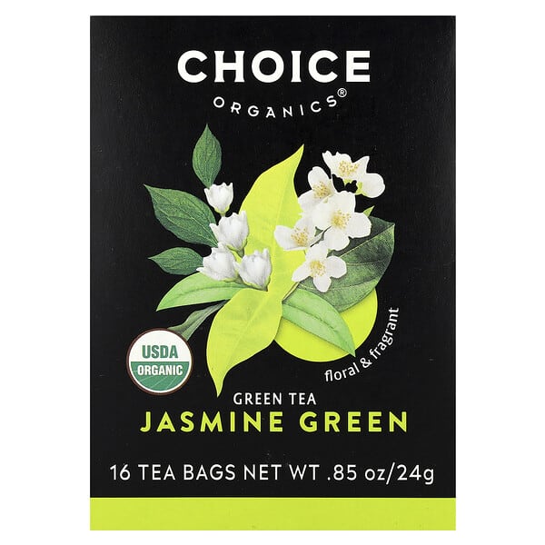 Choice Organics, 녹차, 자스민 그린, 티백 16개, 24g(0.85oz)