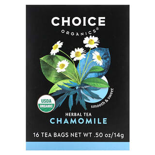 Choice Organic Teas‏, תה צמחים, קמומיל, נטול קפאין, 16 שקיקי תה, 14 גרם (50 אונקיות)
