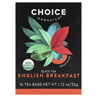 Choice Organics, Thé noir, English Breakfast, 16 sachets de thé, 32 g