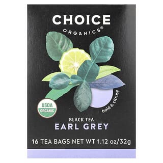 Choice Organic Teas, Black Tea, Earl Grey, 16 Tea Bags, 1.12 oz (32 g)