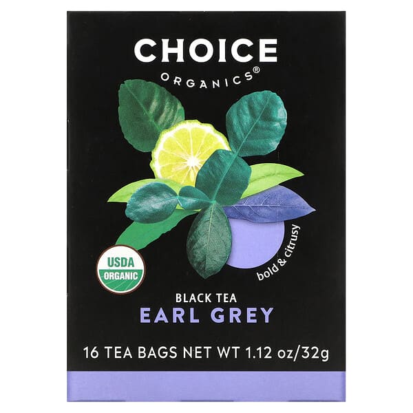 Choice Organic Teas, Thé noir Earl Grey, 16 sachets de thé, 32 g