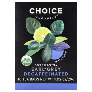Choice Organic Teas, Black Tea, Earl Grey, Decaf , 16 Tea Bags, 1.02 oz (29 g)