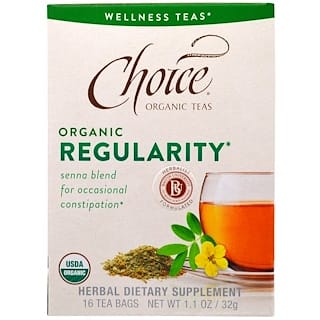 Choice Organic Teas, Wellness Teas, Organic, Regularity, 16 Tea Bags, 1.1 oz (32 g)