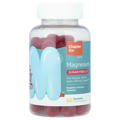 Chapter Six, Magnesium Gummies, Sugar-Free, Raspberry, 200 mg, 60 gummies (100 mg each gummy)