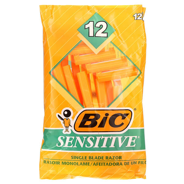 BIC, Sensitif, Pisau Tunggal Pisau Cukur Pakai, 12 Pisau Cukur