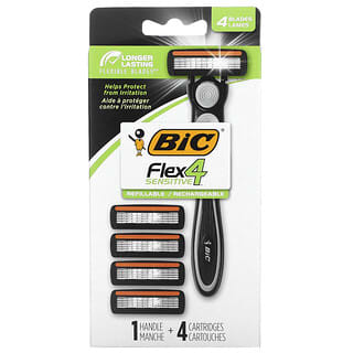 BIC, Flex Sensitive 4, многоразового использования, для мужчин, 1 ручка, 4 картриджа