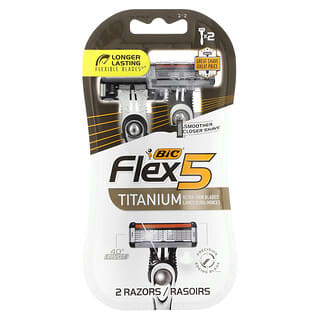 BIC, Flex 5, Titanium Ultra Thin Razor Blades, 2 Razors