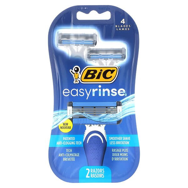 BIC, EasyRinse, 남성용 일회용 면도기, 면도기 2개