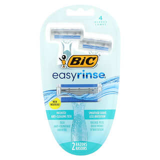 BIC, EasyRinse, Maquinillas de afeitar desechables para mujeres, 2 maquinillas de afeitar