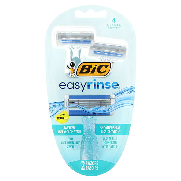 BIC, EasyRinse, 여성용 일회용 면도기, 면도기 2개