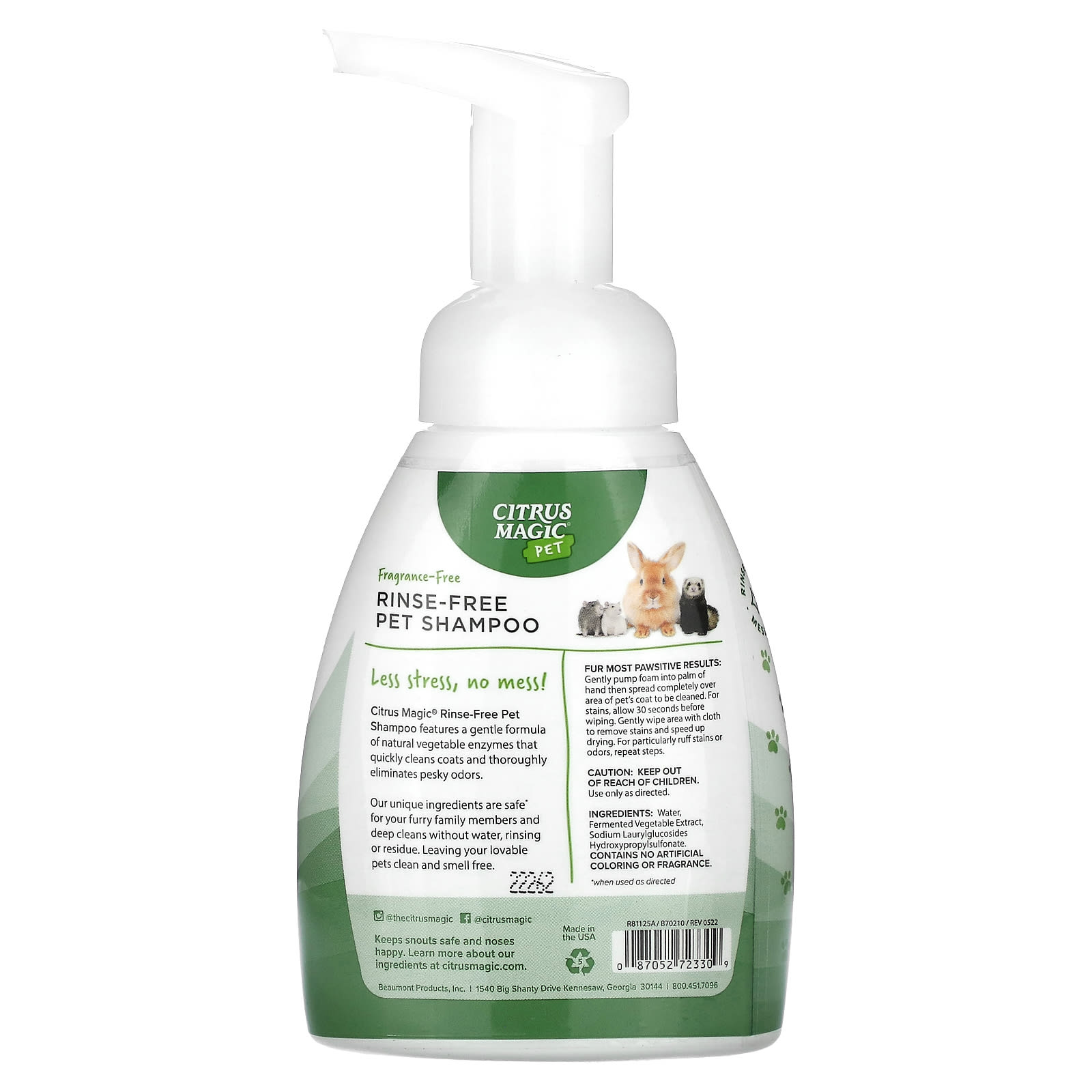 Citrus Magic, Pet, RinseFree Pet Shampoo, FragranceFree, 8 fl oz (236 ml)