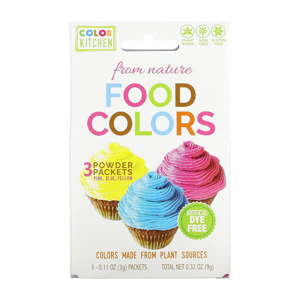 ColorKitchen, 自然由来の食用色素、マルチカラー、3袋、各3g（0.11オンス）