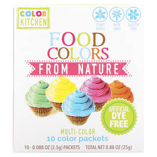 ColorKitchen, 天然食品色素，多種顏色，10 小袋，0.088 盎司（2.5 克）/袋