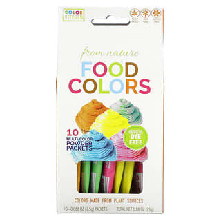 ColorKitchen, 天然食品色素，多種顏色，10 袋，每袋 0.088 盎司（2.5 克）