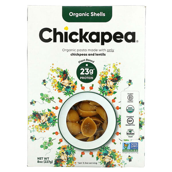 Chickapea, オーガニックシェルパスタ、227g（8オンス）