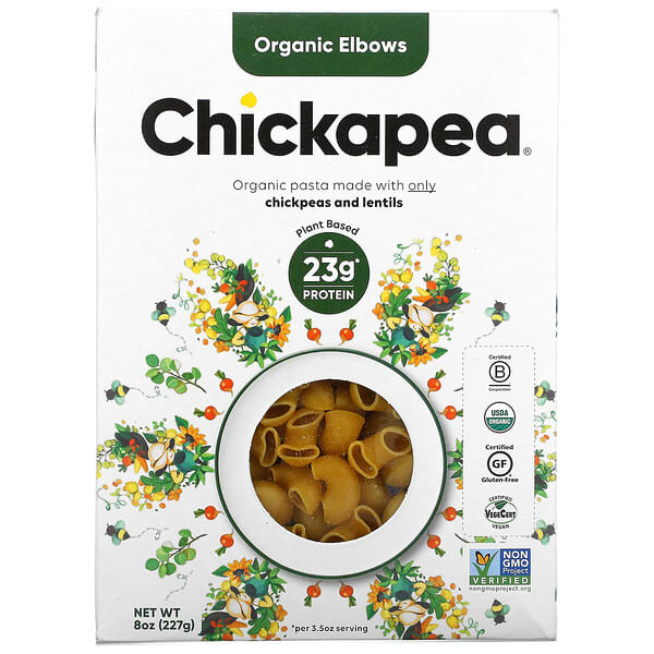 Chickapea, オーガニックエルボ、227g（8オンス）