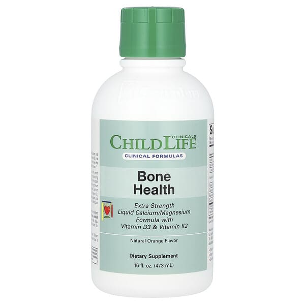 ChildLife Clinicals, 液體鈣/鎂配方，含維生素 D3 和維生素 K2，特強型，天然橙味，16 液量盎司（473 毫升）