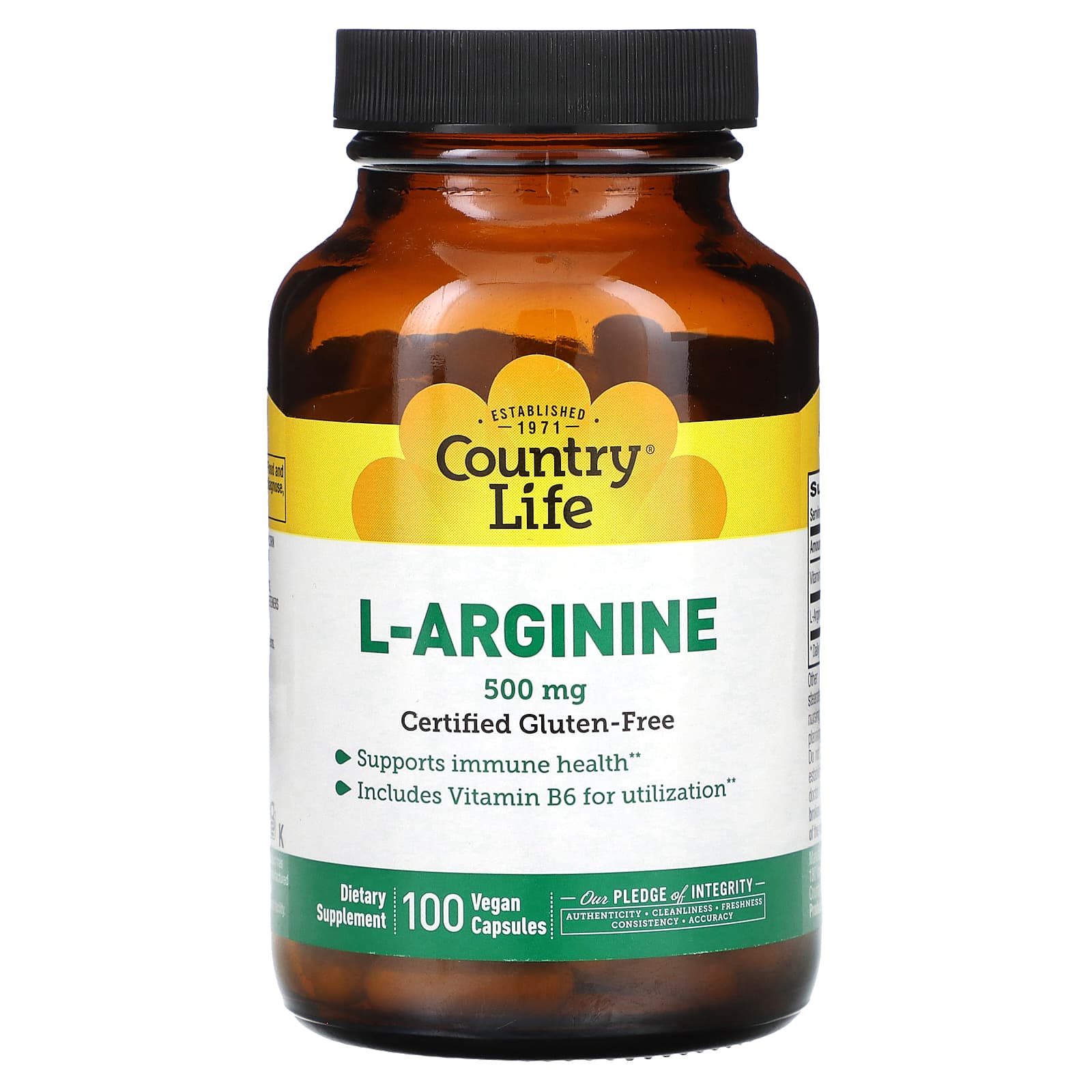 Country Life L Arginine 500 Mg 100 Vegan Capsules 0963