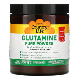 Country Life, Glutamina em Pó Pura, 5.000 mg, 275 g (9,7 oz)