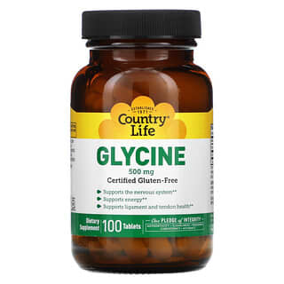 Country Life, Glycine, 500 mg, 100 comprimés