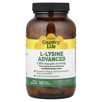 Country Life, L-Lysine, Premium, 180 Vegetarian Capsules