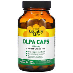 Country Life, Cápsulas de DLPA, 1000 mg, 60 cápsulas veganas