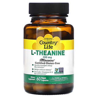 Country Life, L-théanine, 200 mg, 60 capsules vegan
