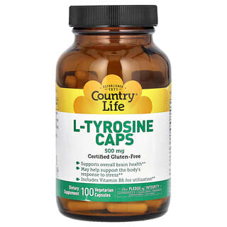 Country Life, L-tirosina Caps, 500 mg, 100 Cápsulas Vegetarianas