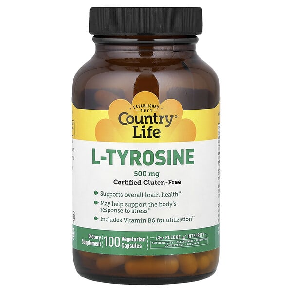 Country Life, L-Tyrosine, 100 Vegetarian Capsules — product photo 1