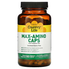 Country Life, Max-Amino Caps con vitamina B6, 180 cápsulas vegetales