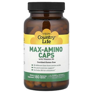 Country Life, Max-Amino Caps con vitamina B6, 180 cápsulas vegetales
