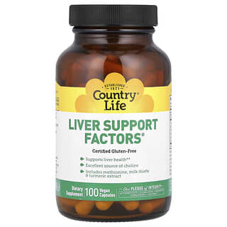 Country Life, Liver Support Factors, добавка для підтримки печінки, 100 веганських капсул