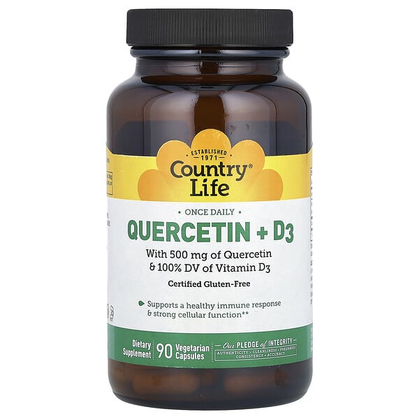 Country Life Quercetin + D3, 90 Vegetarian Capsules