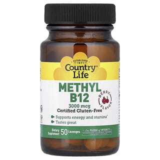 Country Life, Methyl B12, Beere, 3.000 mcg, 50 Lutschtabletten