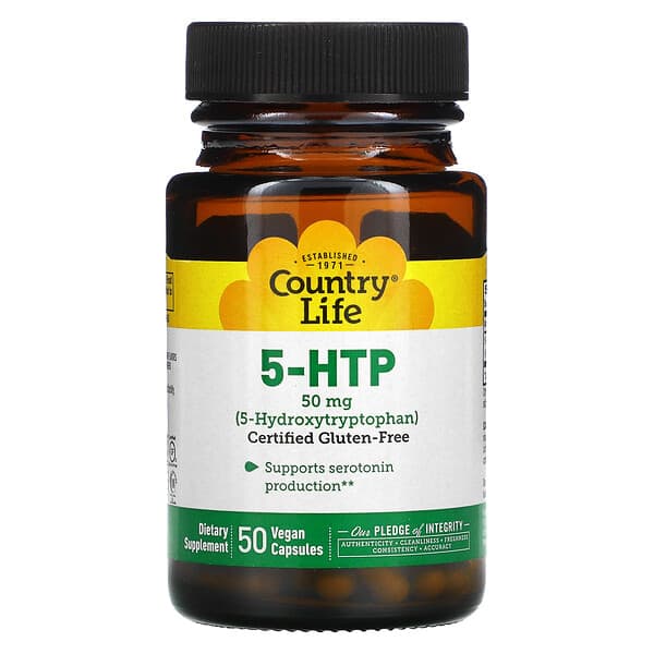 Country Life, 5-HTP、50mg、ヴィーガンカプセル50粒