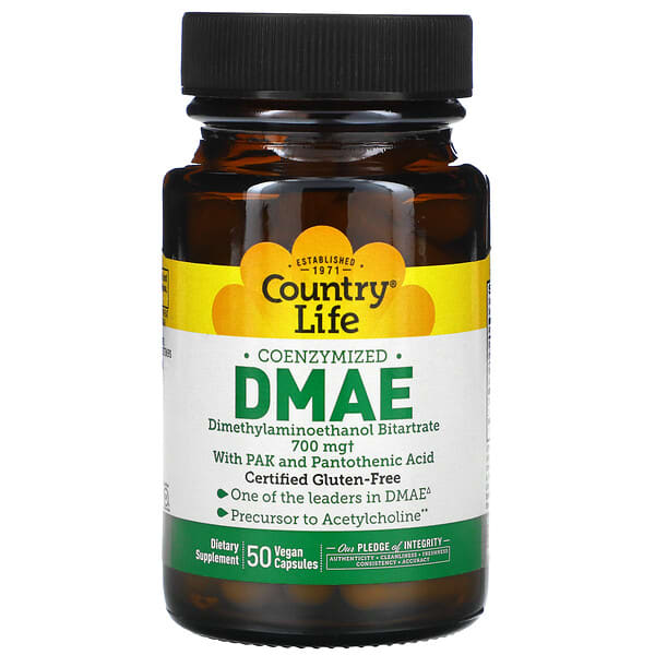 Country Life, Coenzymiertes DMAE, 350 mg, 50 vegane Kapseln