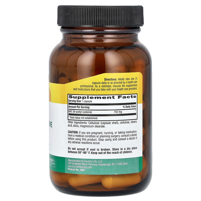 NAC, N-アセチルシステイン, 750 mg, 60粒（ベジタリアンカプセル）