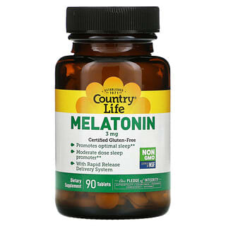 Country Life, Melatonin, 3 mg, 90 Tablets