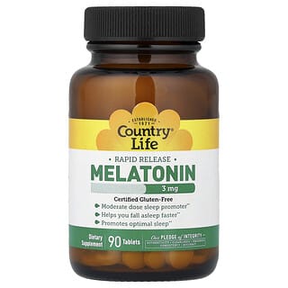 Country Life, Melatonin, 3 mg, 90 Tablets