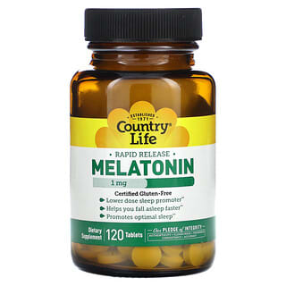Country Life, Melatonin, schnelle Freisetzung, 1 mg, 120 Tabletten