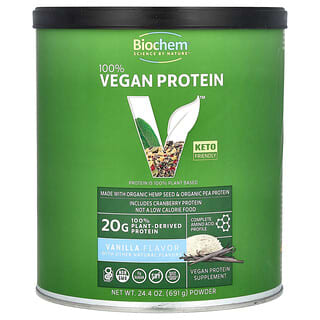 Biochem, 100% Vegan Protein Powder, Vanilla, 24.4 oz (691 g)