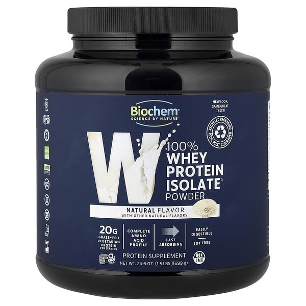100% Whey Protein Isolate Powder, Natural, 1.5 lbs (699 g)