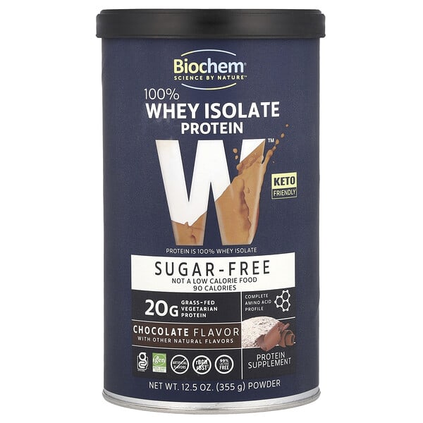 100% Whey Isolate Protein, Sugar Free, Chocolate, 12.5 oz (355 g)
