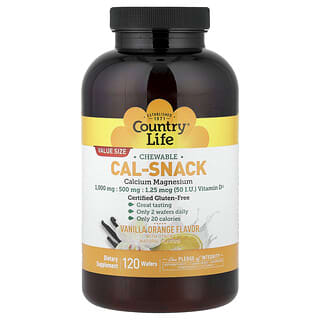 Country Life, Cal-Snack, Chewable Calcium Magnesium, Vanilla Orange, 120 Wafers