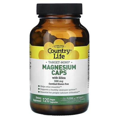 Country Life, Target-Mins®, Magnesium Caps with Silica, 300 mg, 120 Vegan Capsules