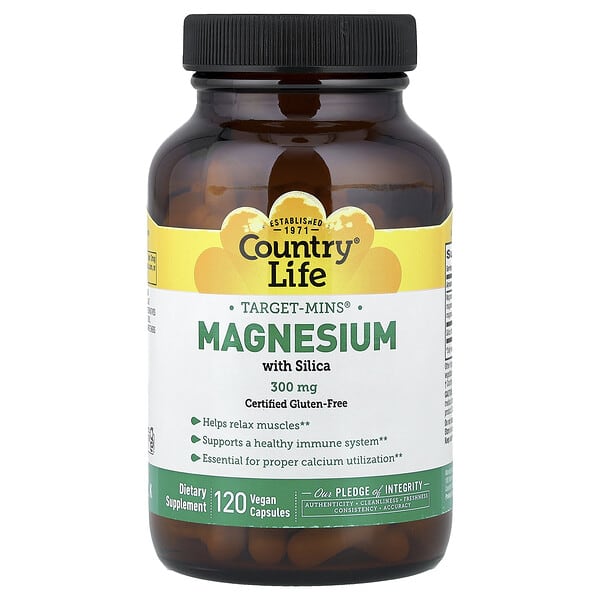 Country Life, Target-Mins®, Magnesium with Silica, 120 Vegan Capsules — product photo 1
