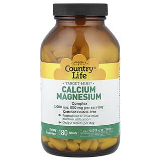 Country Life, Target-Mins®, Kalcij-magnezijev kompleks, 180 tableta