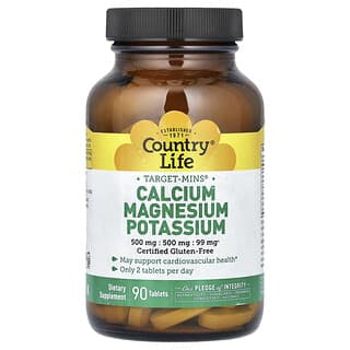 Country Life, Target-Mins, Calcium Magnesium Potassium, 90 Tablet