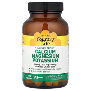 Country Life, Target-Mins®, кальций, магний и калий, 90 таблеток