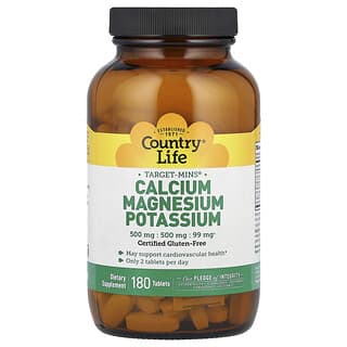 Country Life, Target-Mins®, Calcium Magnesium Potassium, 180 Tablets
